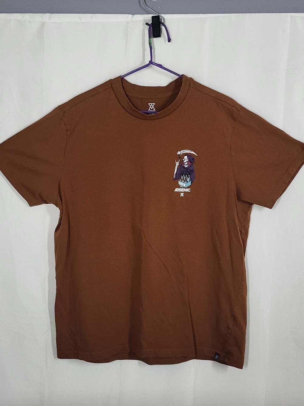 Arsenic Chill Out Grim Reaper Beer Graphic Tee Large Brown